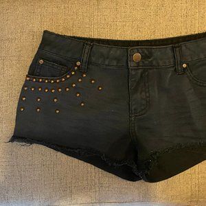 Blue Studded and Frayed Denim Shorts (Size 4)